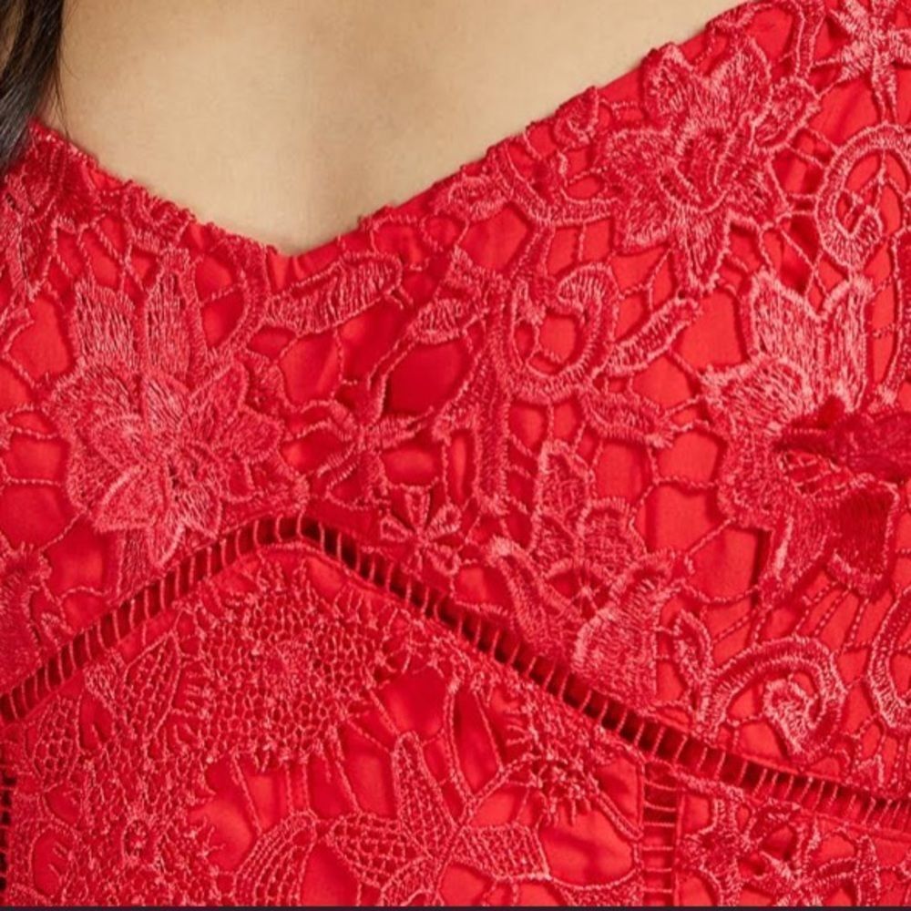 Ted Baker Red Lace Pocket Empire Waist valentines day dress US Size 2 NWT - Picture 8 of 17